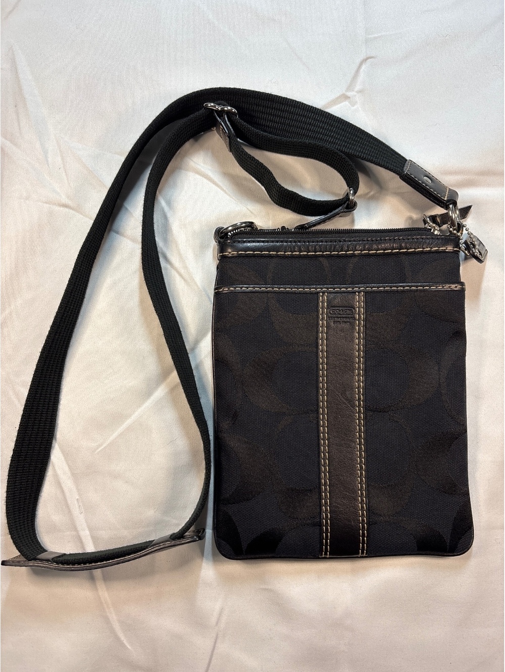 Coach Signature C Jacquard Leather Crossbody Swingpack Bag 4580